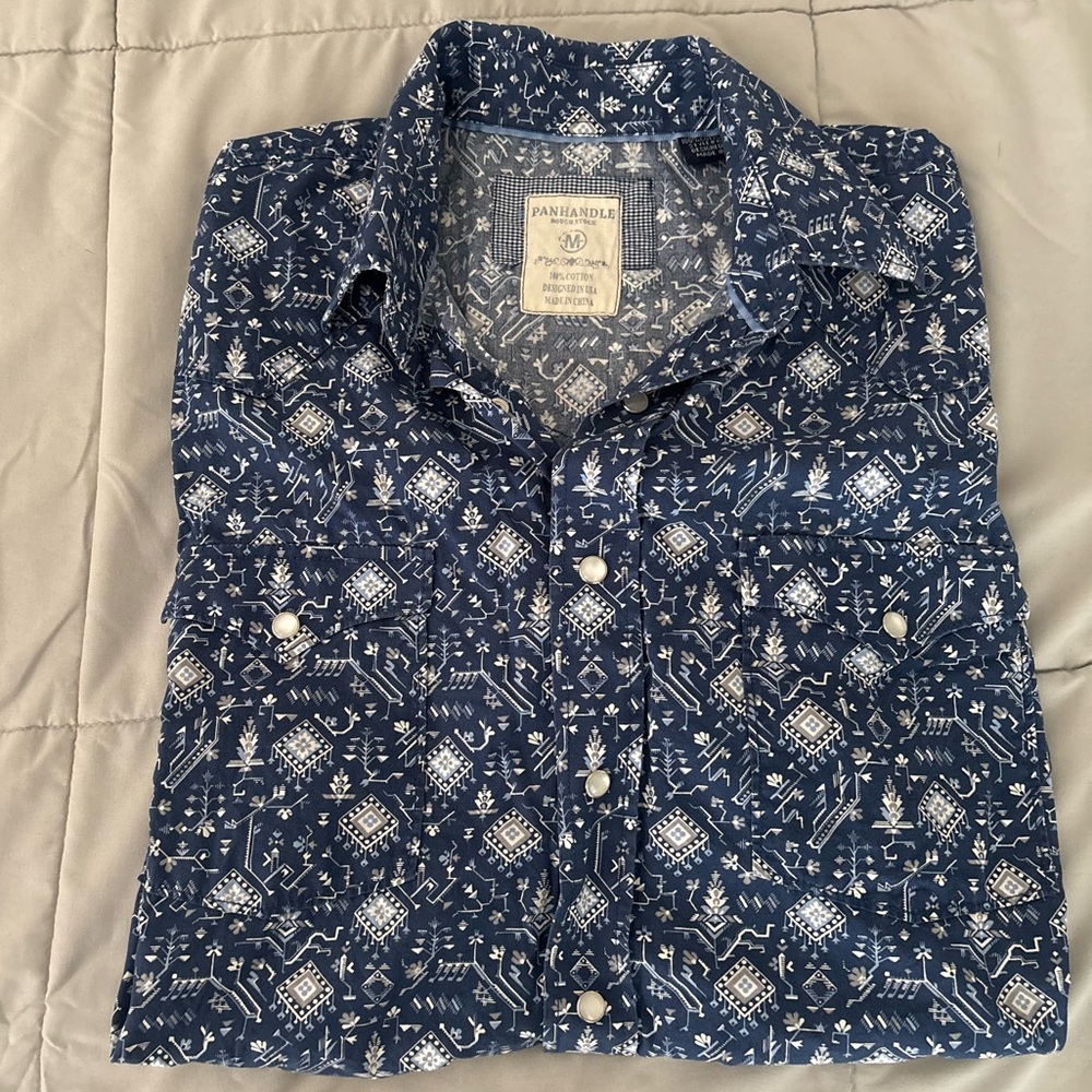 Panhandle Slim Navy and White Patterned Shirt